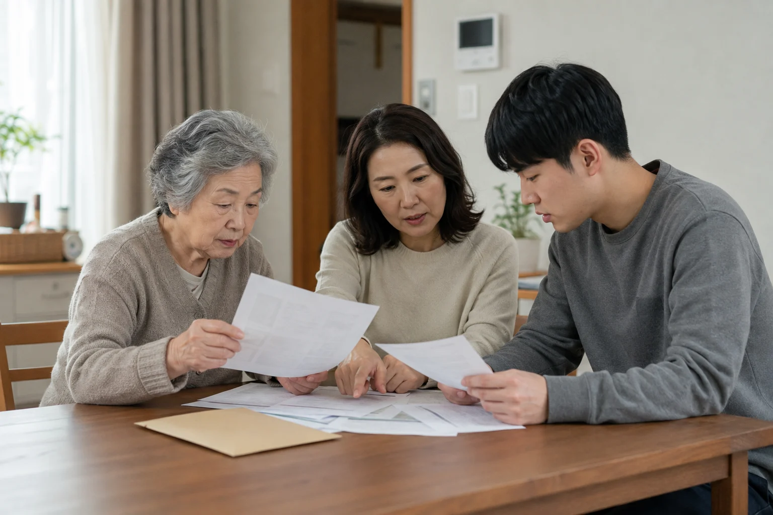 증여재산공제 관련 자료를 검토하는 모습